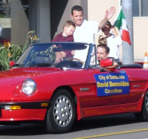 David Benavides and his son at the Fiestas Parade