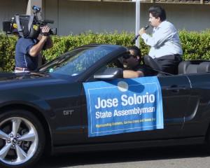 Jose Solorioi interviewed at the Fiestas parade