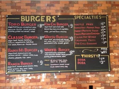 Toro burger menu