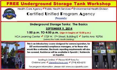 OC Health Care Agency Underground Storage Tank Workshop in Santa Ana