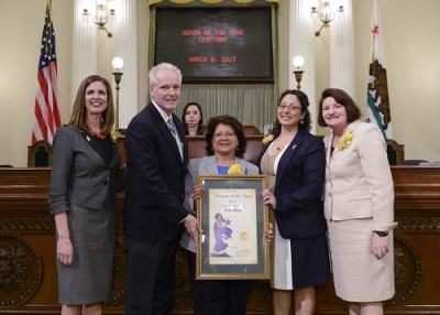 Assemblymember Tom Daly recognized Pearl Raya of Santa Ana