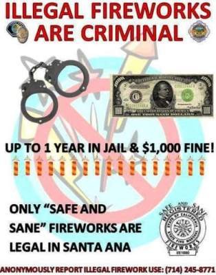 Illegal fireworks in santa ana