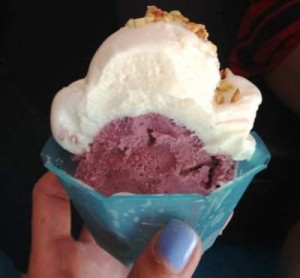 Scoops goat cheese lavender honey & blueberry pomegranate tea ice cream