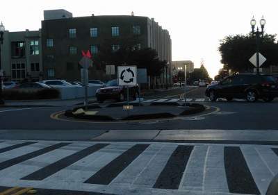 Traffic Circle at E. 3rd. St. and N. Bush St.